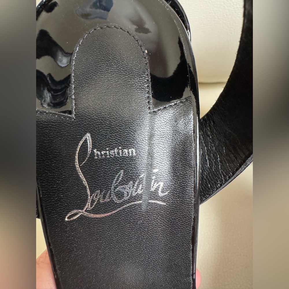 SOLD!Christian Louboutin Black Platform patent leather Heel Sandals - Picture 11 of 16